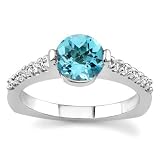 18k White Gold or Yellow Gold Round Topaz and Diamond Ring (H/SI2, 1/4 ct. tw.)