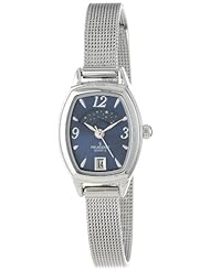 Peugeot Womens 712BL Silver-Tone Mesh Bracelet Moon Phase Watch