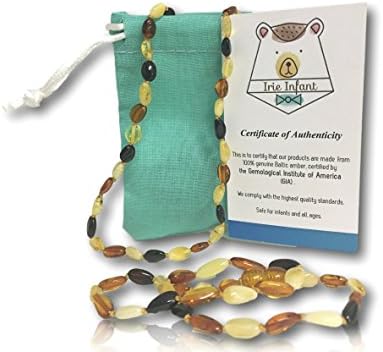 Amber Teething Necklace For Babies by Irie Infant - (Unisex) Anti Inflammatory, Teething Pain & Drooling - Organic Teething Relief - Highest Quality, (Multicolor)