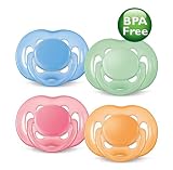 Philips AVENT BPA Free Contemporary Freeflow Pacifier, 0-6 Months, 2-Count, Colors and Designs May Vary
