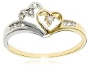 14k Two-Tone Diamond Heart Ring (1/10 cttw, H-I Color, I2 Clarity)
