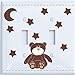 Brown Teddy Bear Light Double Switch Plate Cover with Brown Moon and Stars / Teddy Bear Nursery Decor (Double Toggle)