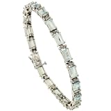 10k White Gold 7 Eternity Tennis Bracelet, w  Brilliant Cut Diamonds and Emerald Cut (6x4mm)...