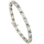10k White Gold 7 in. Eternity Tennis Bracelet, w/ Brilliant Cut Diamonds & Emerald Cut (6x4mm) Aquamarine Stones, 3/16 in. (5mm) wide