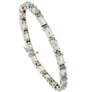 Buy 10k White Gold 7 Eternity Tennis Bracelet, w  Brilliant Cut Diamonds and Emerald Cut (6x4mm)... by Gabriella Gold