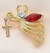 Pack of 8 Gold Plated July Birthstone Angel With Cross Pins