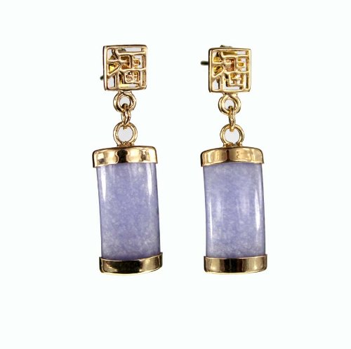 Purple jade Fu Earring * FREE shipping from Hawaii