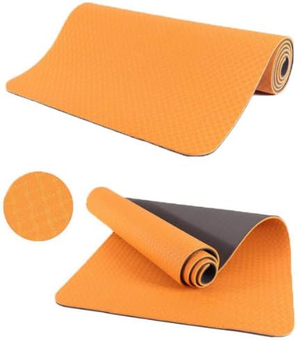 Yoga Mat Extra Thick 1/3 inch (8mm), Extra Long 72 inch Wide 24 inch, Premium Sticky Mat, High Density Durable Thermoplastic Elastomer (TPE) Material, Exercise Yoga Mat w/ Carry Strap (Orange)