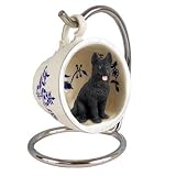 German Shepherd Blue Tea Cup Dog Ornament - Black