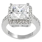 Tressa Silvertone Princess and Round-cut Cubic Zirconia Ring