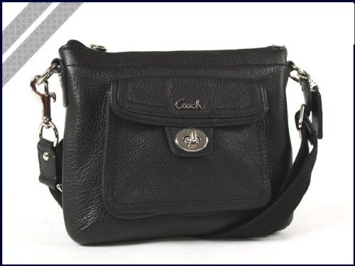 Coach Leather Pocket Swing Pack Bag Purse Black F45012