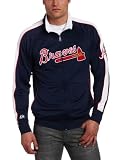 MLB Men's Atlanta Braves Profector Mock Neck Full Zip Raglan Jacket (Athletic Navy/Athletic Red/White, Large)