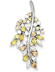 Sterling Silver Multicolored CZ Leaf Pin. Metal Wt- 6.71g