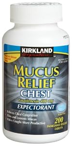 Kirkland Signature Mucus Relief Chest Expectorant (Guaifenesin 400 mg), 200-Count Immediate-Release Tablets (2 pack)