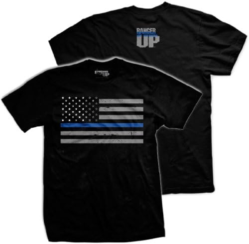 Thin Blue Line Flag T-shirt from Ranger Up for Police, Law Enforcement, Medium