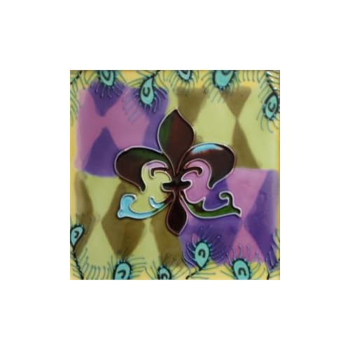 Fleur de Lis Decorative Ceramic Wall Art Tile 4x4