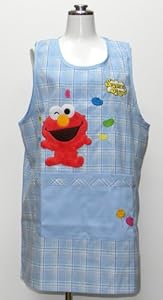 Sesame Street check large side button kitchen apron apron character Sachs 56507s (japan import)