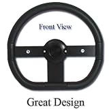 350mm Universal Black Stitch Flat Bottom Steering Wheel