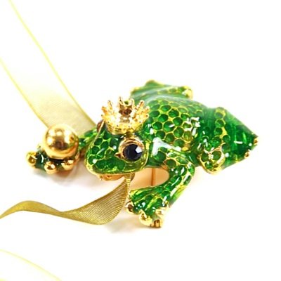 Justwin Anhänger/Brosche FROG PRINCE green