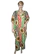 Red Green Caftan Lightweight Sheer Cotton Casual Beach Wear Floral Print Dress Cover Up
