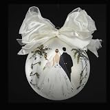Sarabella Hand-Painted Bride & Groom Commercial Glass Ball Christmas Ornament 6
