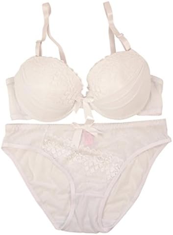 2-Pc Women's Lacy Lace Push-Up Bra &amp; Panties Set - White 34B