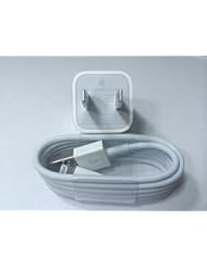 Wireless: OEM Authentic Apple Rapid 1 Amp Home Wall Travel Charger Adapter (A1385) + OEM 8 Pin USB Data Cable (MD818ZM/A) for Apple iPhone 5 5S 5C 6 6 Plus (bulk packaged) - Apple