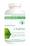 Healthy Herbals L-Arginine Amino Acid Supplement, 500 Mg, 30 Vegetable Capsules