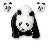 Clearly Charming Giant Panda Sterling Silver and Enamel Pin & Earring Set