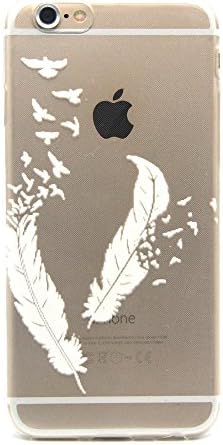 Iphone 6 Plus Case, Dealspank® Stylish Pattern Ultra Slim Soft Flexible TPU Protective Case for iPhone 6 Plus / 6S Plus 5.5 Inch - White Feather+ A shinning hair bun sent randomly