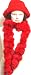 Two Strand Luxurious Red Color Rabbit Fur Scarf for Women and Teens Offered in Combination with Hand Crocheted Red Chenille and Gimp Tweed Skull Cap