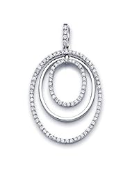 18k White Gold Large New Oval Eternity Diamond Pendant (G Color, I1 Clarity)