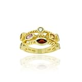 18K Gold over Sterling Silver Multi Shaped 3-Row Gemstone Ring