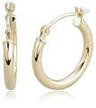 14k Yellow Gold 2mm Round Hoop Earrings