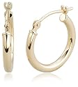 14k Yellow Gold 2mm Round Hoop Earrings