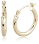 Duragold 14k Yellow Gold 2mm Round Hoop Earrings, (0.59" Diameter)