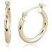Duragold 14k Yellow Gold 2mm Round Hoop Earrings, (0.59" Diameter)