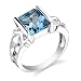 Sterling Silver 3.50 cts Radiant Cut Swiss Blue Topaz Ring Size7