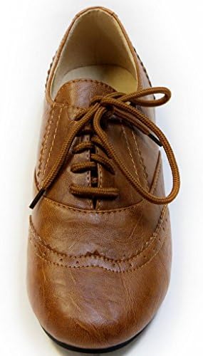 Bonnibel Oxy-1 lady's vintage classic casual pump flat laced up oxford sneaker PU oxfords Tan 9