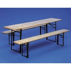 Festzeltgarnitur (3-teilig * Seidenmatt lackiert * Bestehend aus: * 1 Tisch, 220 x 70 x 3 cm * 2 B)