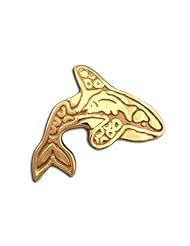 14K Yellow Gold Western Range Whale Spirit Lg Pendant. Made in USA.
