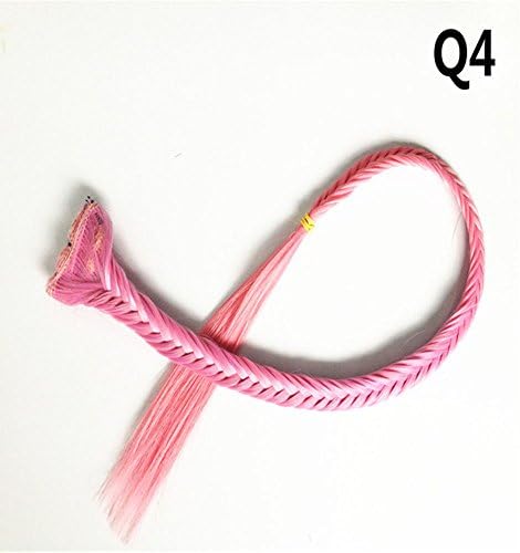 Beauty Wig World 1Piece 20Inch 25gr Multi-use Extra Long Fishbone Synthetic Plaited Thin Clip-in Bangs/Fringes Hair Braid Pink