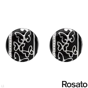 ROSATO Made in Italy Vibrant Earrings With Cubic zirconia Beautifully Designed in Black Enamel and 925 Sterling silver. Total item weight 12.4g Length 21mm