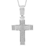 10K White Gold Mens Diamond Cross Pendant 3.75 Ctw