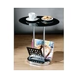 OVAL COFFEE TABLE BLACK GLASS W/CHRM LEG BLK MAGAZINE RACK OVAL COFFEE TABLE BLACK GLASS W/CHRM LEG BLK MAGAZINE RACK