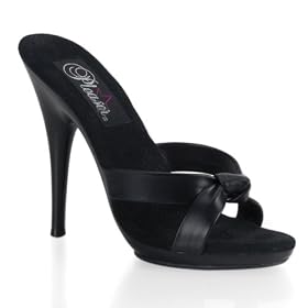 Envy-501-2, 5'' Stiletto Heel Two-Band Mini-Platform Leather Slide in Two Colors by Pleaser