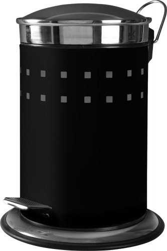 Sanwood 6397025 Treteimer Nele schwarz/chrom, Edelstahl pulverbeschichtet, Glasdeckel matt, 2.5 Liter
