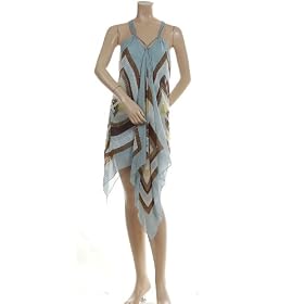 BCBG AQUAMIST SILK BEADED SCARF MINI DRESS NEW 2
