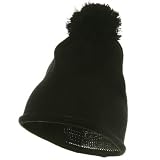 Fine Guage Acrylic Knitting Hat-Black W16S10F