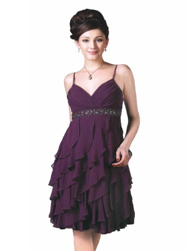 Lautinel Kurzes Chiffon Abendkleid Ballkleid R855 Damen Vers. Farben Gr. 34 -42